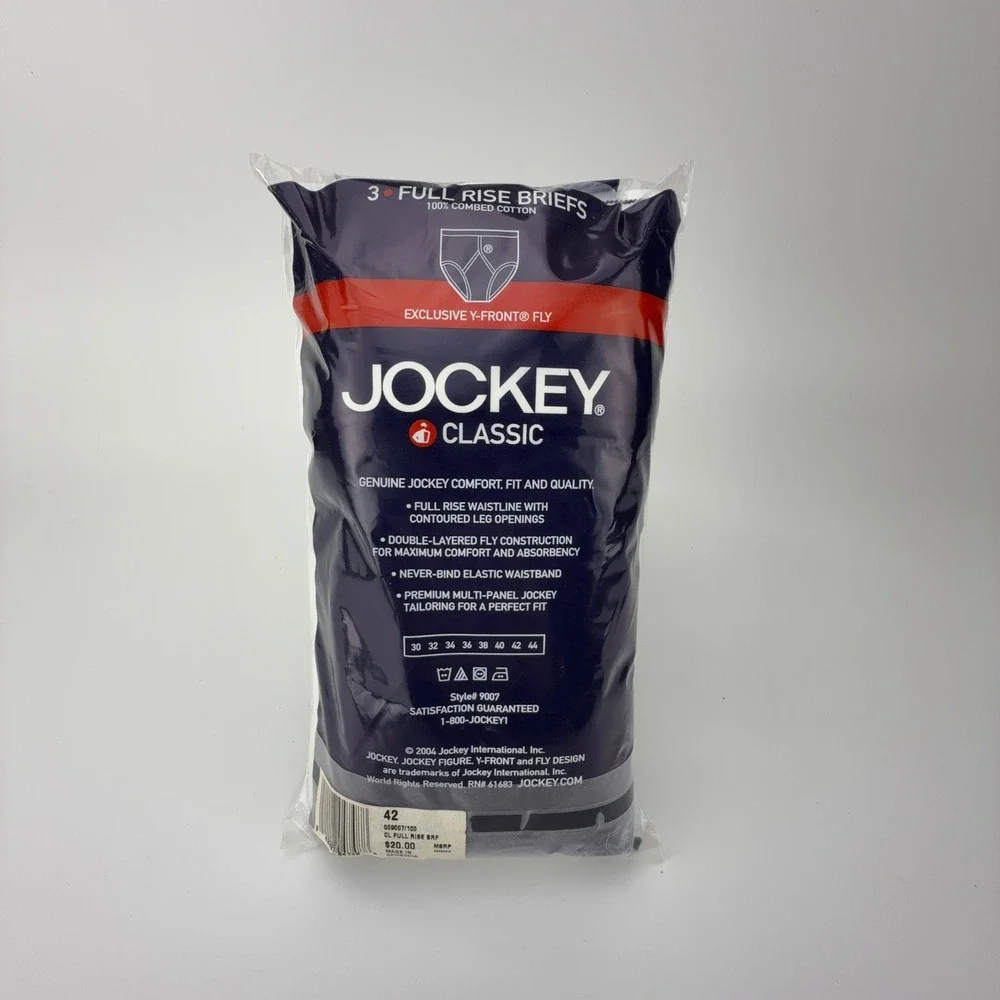 Jockey Classic Full Rise Briefs 3 Pack White Y-Front Fly‎ Size 42 Style 9007 New